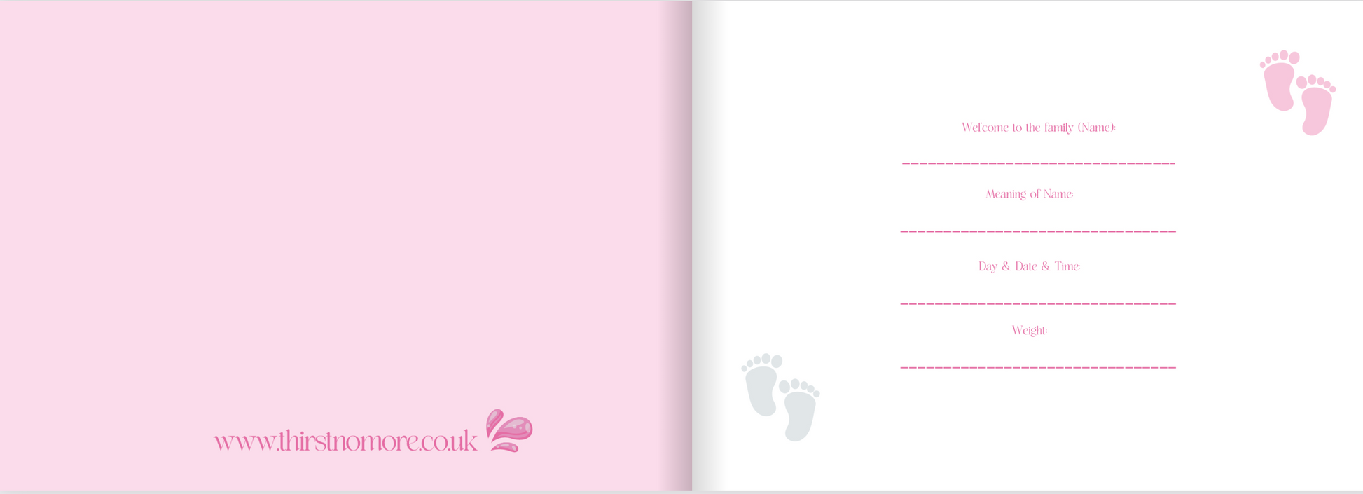 Baby milestone card with pink and white design