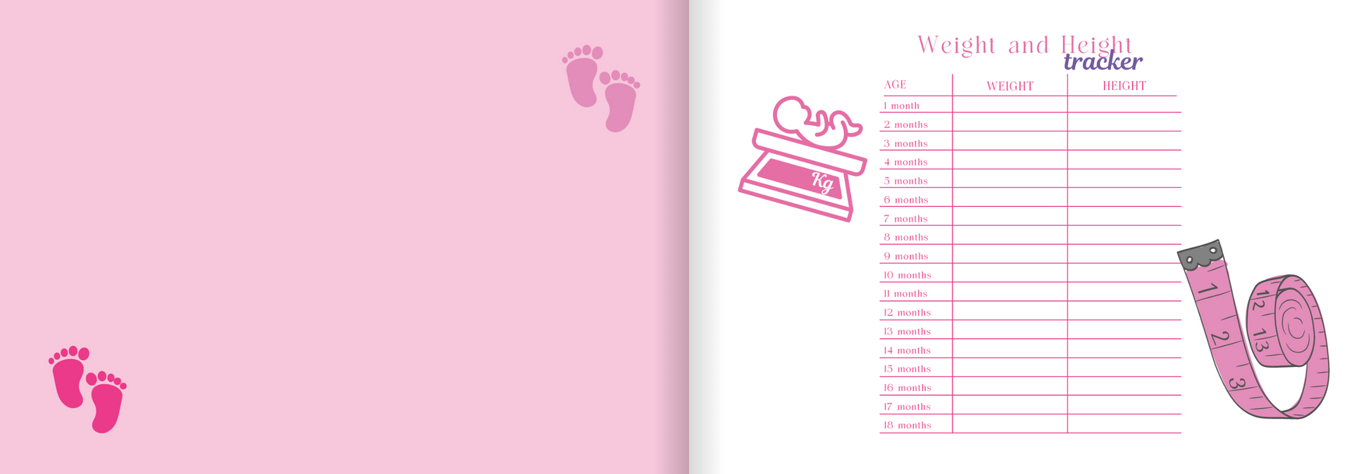 Baby weight tracker with pink background