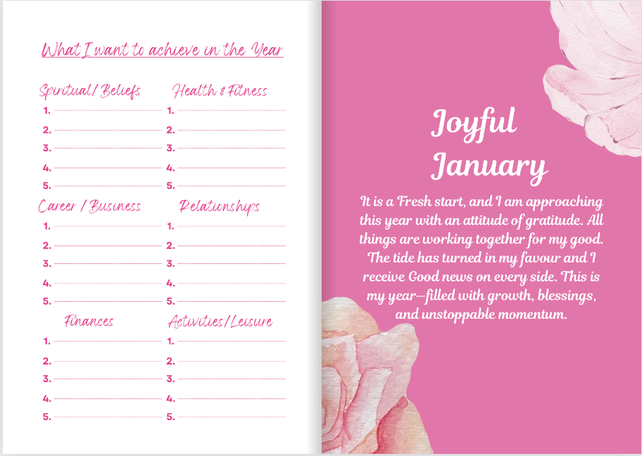 hardback undated daily gratitude journal in the colour Easter Pink