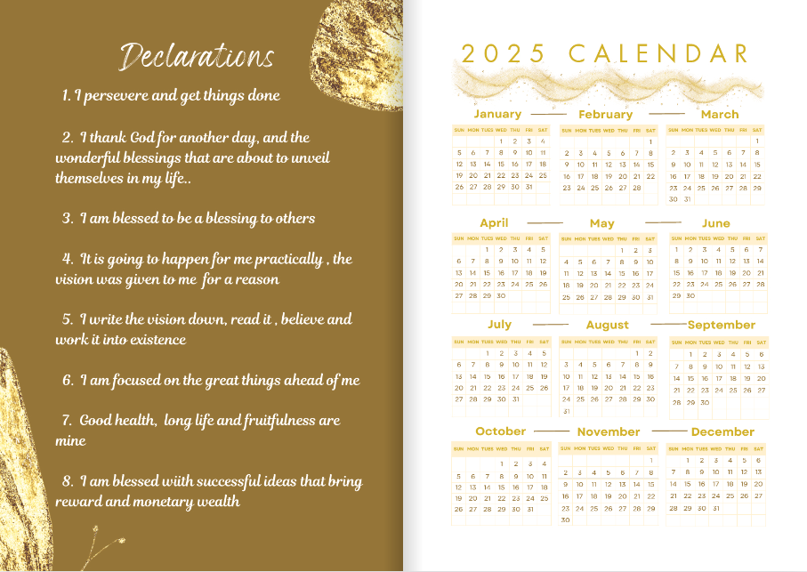 hardback undated gratitude journal in the colour Festive Gold
