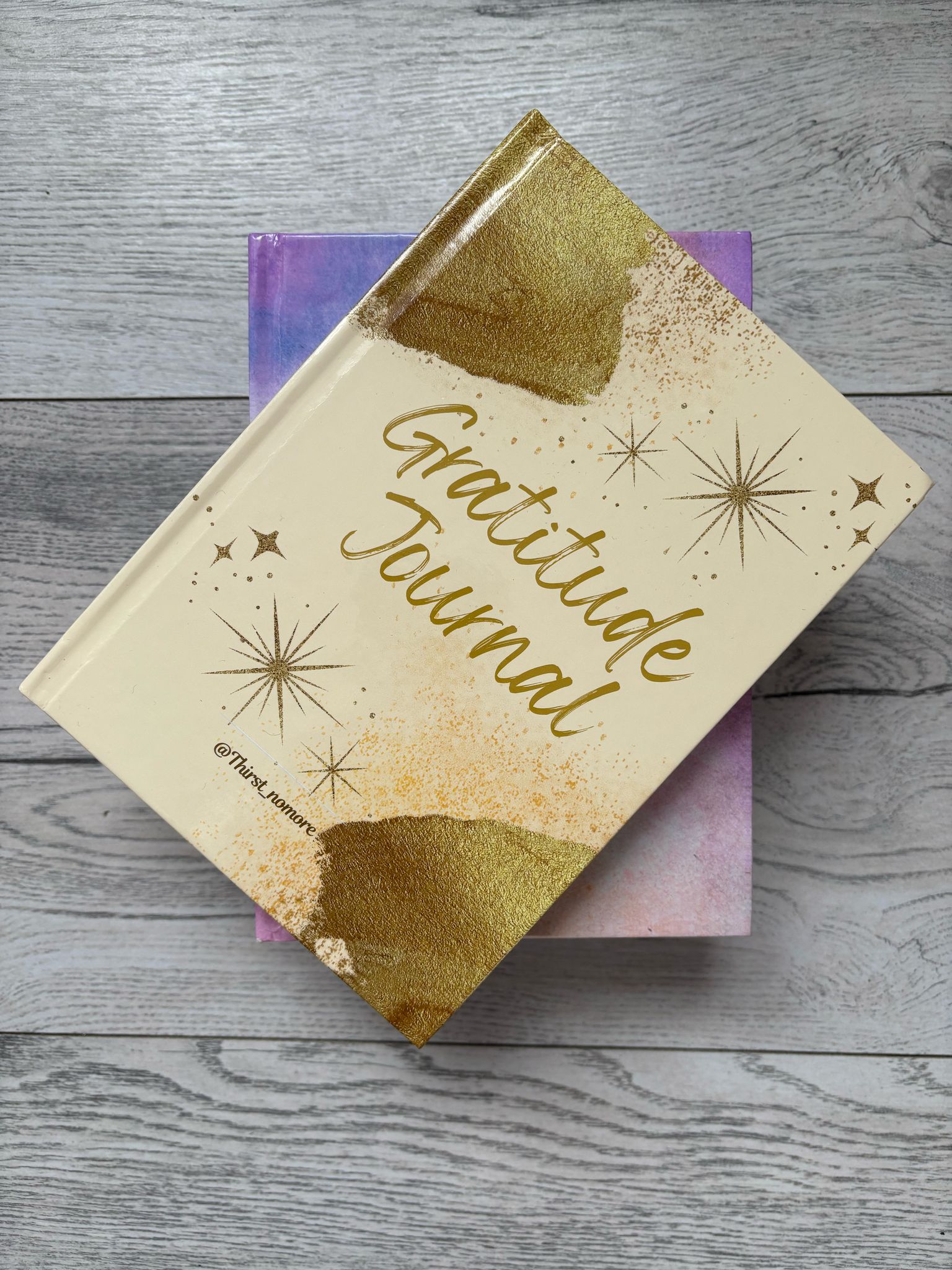 hardback undated gratitude journal in the colour Festive Gold