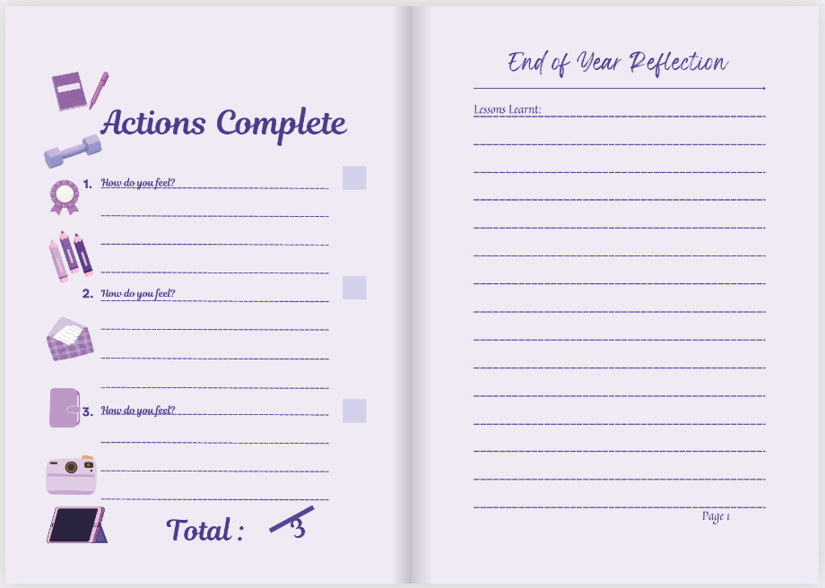 hardback undated gratitude journal in the colour purple haze