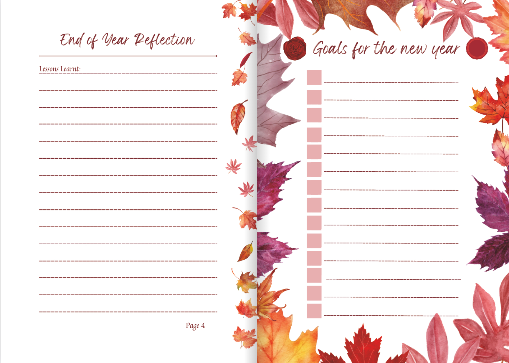 Hardback gratitude journal reflecdtion pages and oals for the new year