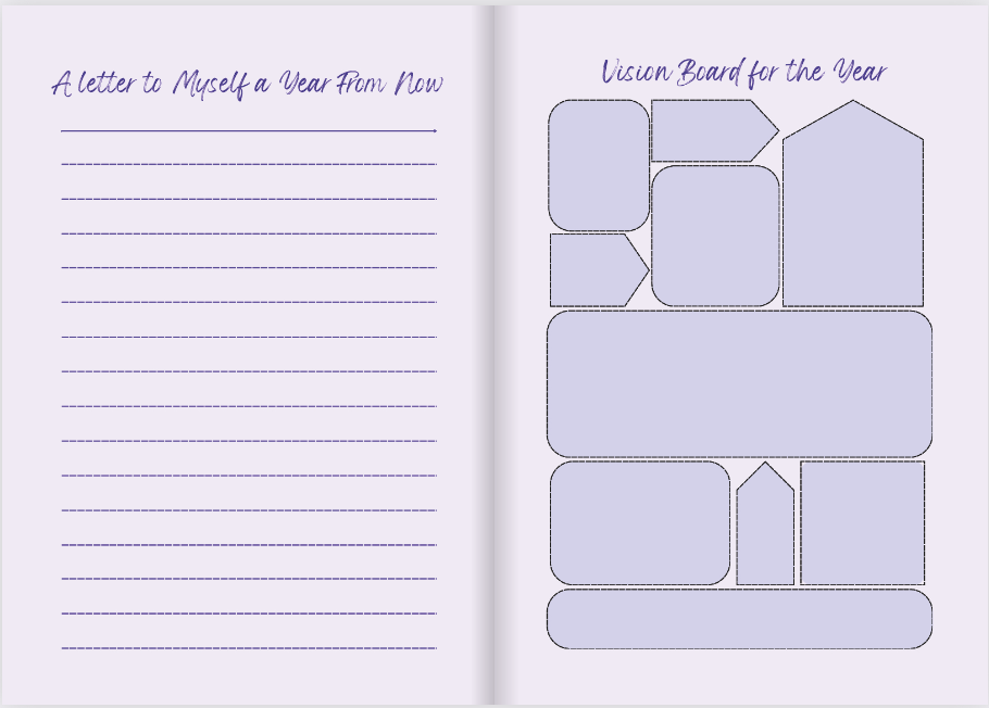 hardback undated gratitude journal in the colour purple haze