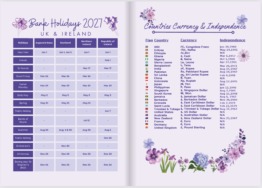 hardback undated gratitude journal in the colour purple haze